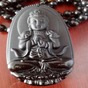 Boeddha hanger natuurlijke obsidiaan vintage ketting zwarte Boeddha hoofd hanger voor vrouwen mannen jade sieraden 343U
