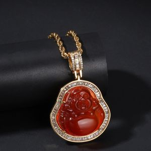 Colliers avec pendentif Bouddha pour femmes et hommes, collier de déclaration Hip Hop, chaîne torsadée de 20 pouces, bijou à breloques coloré, bijoux à la mode, cadeau