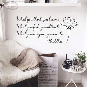 Boeddha Quotes Muursticker Lotus Bloemen Vinyl Art Woondecoratie Voor Woonkamer Slaapkamer Verwijderbare Muurschilderingen Behang