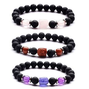 STRAND BUDDHISME YOGA CHAKRA NATUURLIJKE STEEN BUDDHA Hoofd kralen Strand Bracelet Tiger Eye Amethist Crystal Lava Rock Oil Diffuser armbanden Men Men Men mode sieraden