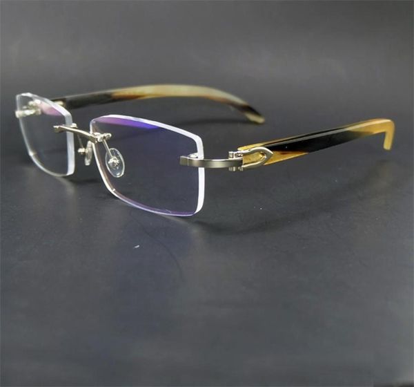 Buffalo Horn Eyeglass Moustred authentics buffs Optical Frames Fashion Mens Accessoires Rimless Vintage Luxury Eyewear9690135