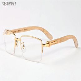 Buffalo Horn Lunettes Classic Fashion Sports Mentes pour hommes lunettes Bambou Bamboo Wood Sunglasses For Men Women Lunettes Gafas D267M