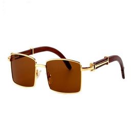 Buffalo Horn Verres Rimless Fashion Mens Designer Brand de soleil Lunettes de soleil blanc Blalck Red Lens Bamboo Wood Sunglasses Men en bois Eyegla2469