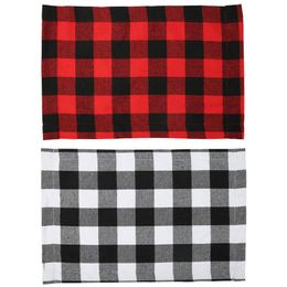 Buffalo Plaid Placemats Rode en zwarte tafelloper voor Home Holiday Christmas New Year Table Decorations