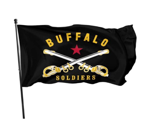 Buffalo Soldier America History 3039 x 5039ft Flags de célébration en plein air bannières 100D Polyester haute qualité avec laiton gromm3047290