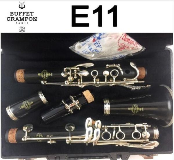 Buffet E11 Clarinete con accesorios de boquilla 17 Key BB Sandalwood Ebony Bakelite Professional Intermediate Woodwinds Stu4821148