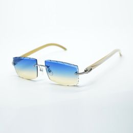 Buffs koele zonnebrillen 3524031 met natuurlijke pure witte buffelhoornpoten en 57 mm gesneden lens