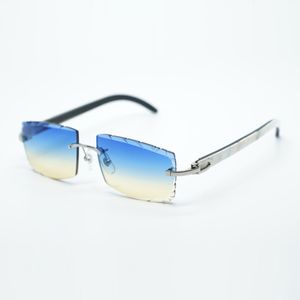 Buffs de lunettes de soleil frais 3524031 avec des jambes de corne de buffle hybride blanches et noires et de 57 mm lentille