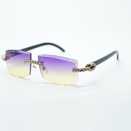 Gafas de sol Buffs cool 3524031 con diamantes XL y patas de cuerno de búfalo negro puro lente talla 57 mm