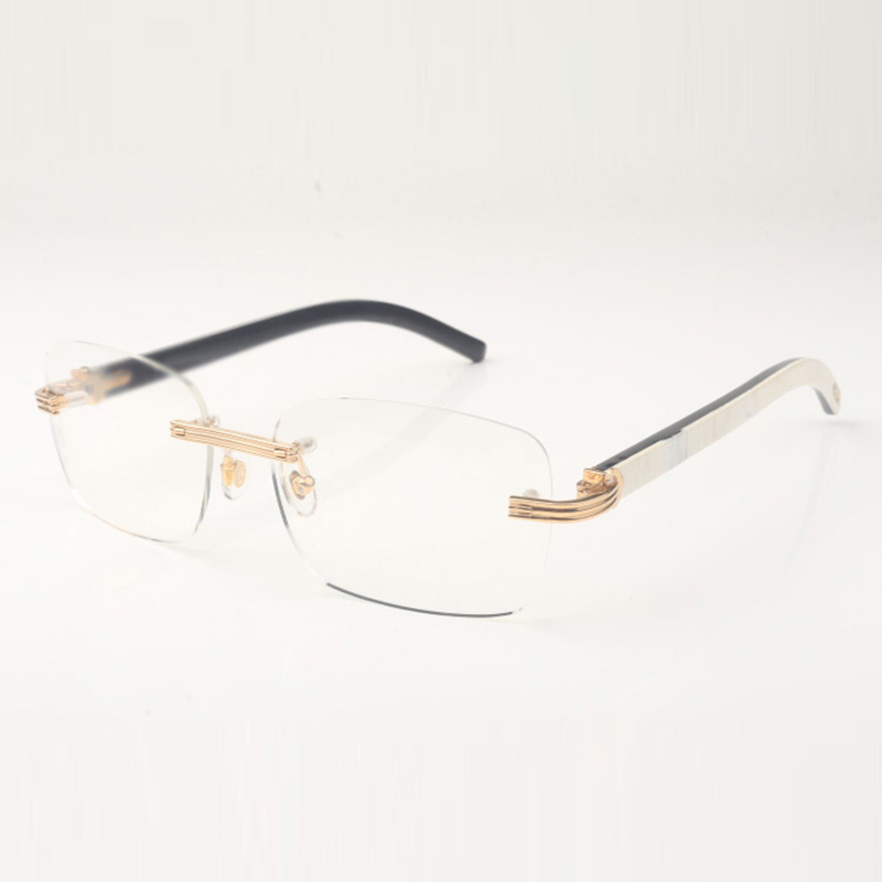 Monturas de gafas buffs 0286 con palos de cuernos de búfalo híbridos naturales y lentes transparentes de 56 mm 0286