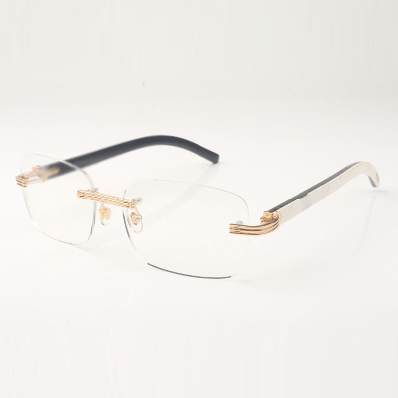 Montures de lunettes Buffs 0286 avec bâtons de cornes de buffle hybrides naturelles et verres transparents de 56 mm 0286O