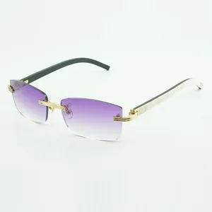 Montures de lunettes de soleil Buffs 0286O avec nouvelle quincaillerie et pattes en corne de buffle mixte noire 56-17-140 mm