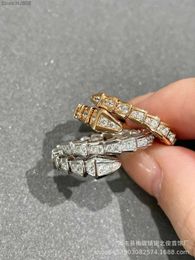 Bufs luxe sieraden bandringen hoge editie Baojia Japans Koreaans been verguld met 18k roségoud elastische slang volledige diamant mode open ring L54d