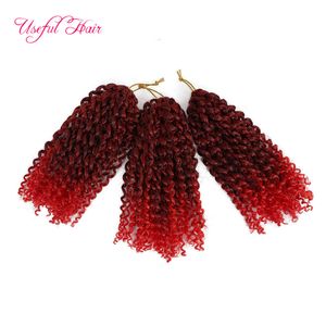 bug / rouge 8 pouces Malibob cheveux au crochet pour les femmes noires Kinky Curly beauté marley tressage Extension de Cheveux Synthétiques Crochet tresses marlybob Cheveux