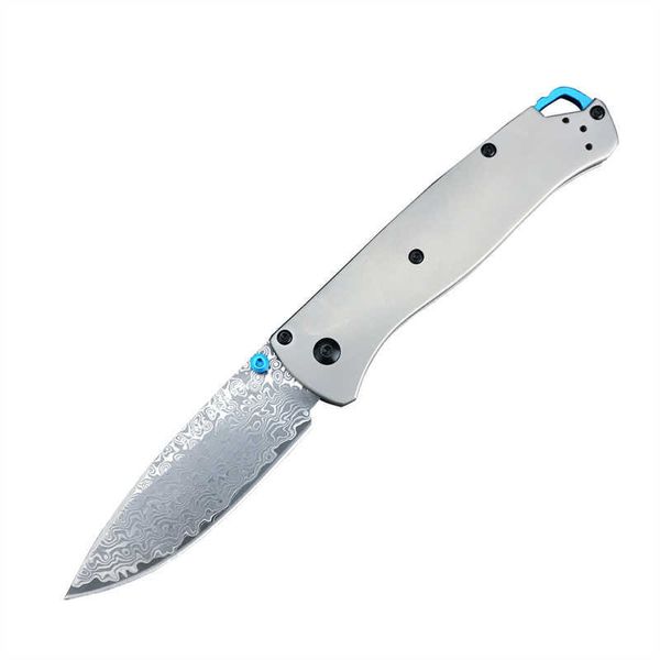 Bugout 535 couteau de poche à manche en alliage de titane, lame en acier damas, Camping EDC axe de chasse pliant