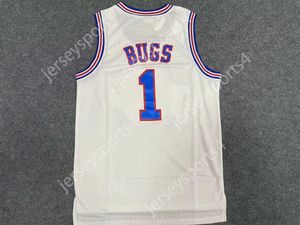 Bugs 1 Tune Squad Space Jam Basketball Jersey Movie Hombres All Ed White Jerseys Tamaño S-3XL Calidad superior