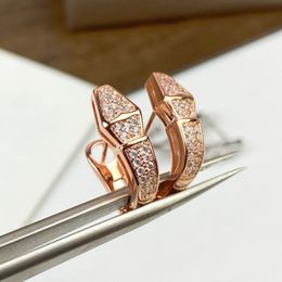 Pendientes colgantes de diseñador con forma de serpiente BUIGARI para mujer, reproducciones oficiales de plata esterlina, joyas de diamantes, regalo de estilo clásico de lujo para novia 020