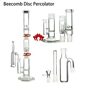 Construire un bang Narguilé Percolateur droit Bongs en verre Percolateur à disque en nid d'abeille Conduites d'eau 3 chambres avec pince en plastique Capteur de cendres Huile Dab Rigs Pomme de douche à dôme WP522