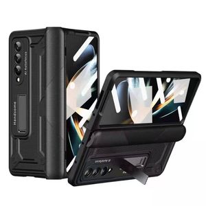 Ingebouwde Kickstand Cases voor Samsung Galaxy Z Fold2 Fold 2 5G Plastic Magnetische Scharnier Bescherming Volledige Cover Anti-shock Shells met Clear Screen Protector