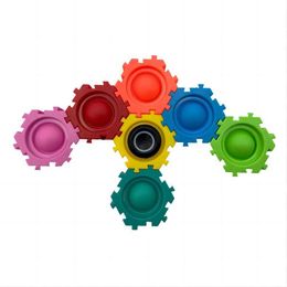 Bouwsteen Fidget Spinner Toys Push Bubble Sensory Stress verlicht Autism Spinner Christmas Toy
