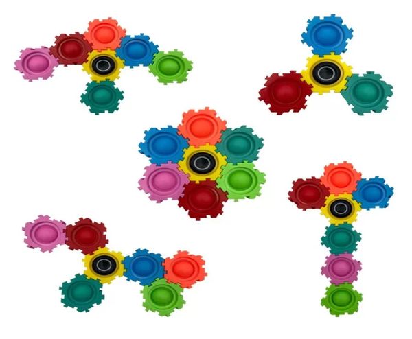 Bloc de construction Spinner jouets pousser bulle Stress sensoriel soulager l'autisme Spinner jouet de noël détachable multifonctionnel cadeaux créatifs f6541754