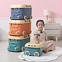 Caja de almacenamiento de bloques de construcción Caja de clasificación de ropa de bebé con poleas lindas bocadillos de dibujos animados organizador de juguetes Boite de Rangement 240528