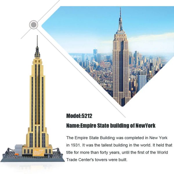Bloques de construcción de arquitectura de fama mundial Modelo de ladrillos Sets Empire Building of Newyork Toys Adultos Regalos Colección
