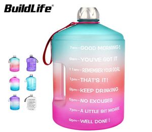 Botella de agua BuildLife de 1 galón con marcador de tiempo 378L 22L 13L 128OZ 73OZ 43OZ Jarra deportiva de plástico de gran capacidad BPA 2012215772553