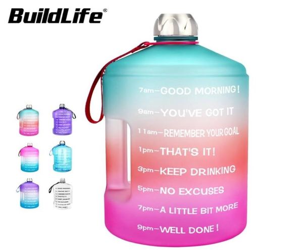 BuildLife 1 gallon bouteille d'eau avec marqueur de temps 378L 22L 13L 128oz 73oz 43oz Plastique BPA Plastique grande capacité Sport Jug 2012214767217