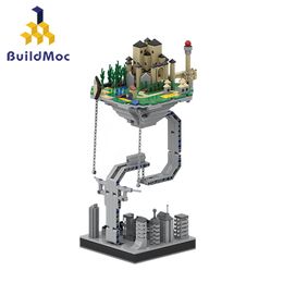 BuildMOC Creator Castle Esculturas Suspendido Gravity Building Blocks Dynamic Physics Balance Novel Ladrillos Juguetes Niños Niño LJ200928