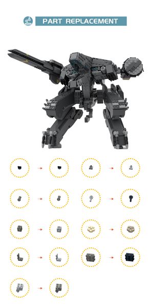 Buildmoc Juego Metal Geared Rex Bloques de construcción Robot Conjunto de juguetes de ladrillo de mecha sólidos de alta tecnología