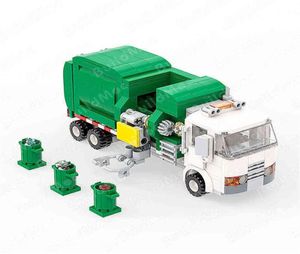 BuildMoc Hightech Green White Car Garbage Truck City Cleaner DIY Toy Building Blocys Model Model Model Y1130339P3917737
