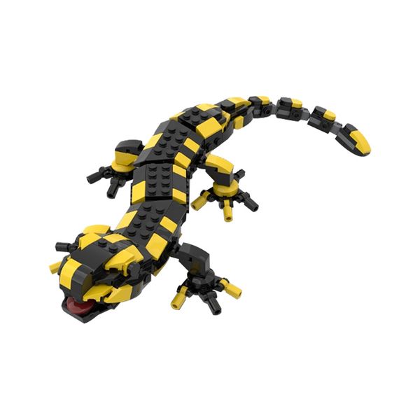 BuildMoc Mecha Fire Salamandre Gecko-10 Blocs de construction LIZARD Set Little Dinosaur Reptile Animal Bricks Toys for Children Cadeaux