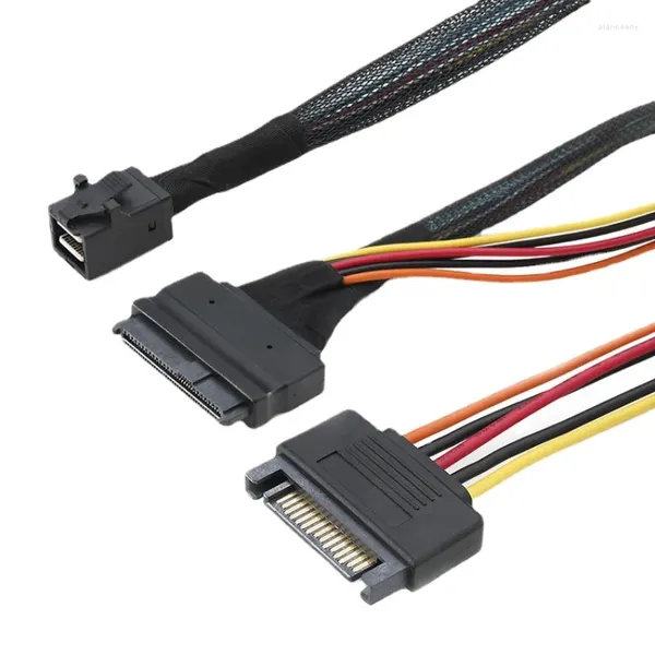 Cable Mini SAS HD incorporado de 12G a U.2 36P SFF-8643 SFF-8639 0,5 M/1M con fuente de alimentación SATA de 15 pines adecuada para SSD