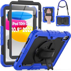 Ingebouwde schermbeschermer Hybride schokbestendig Robuust, robuust impactpantser Siliconen PC Defender Stand Handgreepkoffers met riem voor iPad Mini 5 6 10.9 Pro 11 Air 4 10.5 10.2