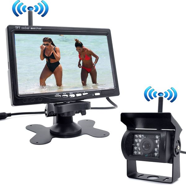 Sistema di telecamere di retromarcia per auto con visione notturna a infrarossi wireless integrato + monitor HD da 7 