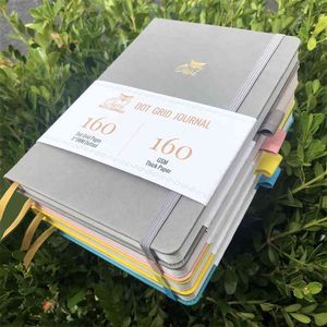 Buke 5x5mm journaal dot gird notebook 160 pagina's, maat 5.7x8.2 inch, 160gsm ultra dikke bamboe papier diy bujo planner 210611