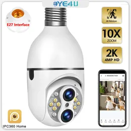 Caméra ampoule suivi automatique double objectif 10X Zoom vidéo Surveillance WiFi sécurité caméra IP sans fil couleur nuit