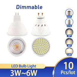Ampoules 10 pièces lampe à LED Spot GU10 MR16 E27 E14 ampoule 6W 3W 8W 220V AC12V projecteur à intensité variable Lampada Bombillas blanc chaud froid