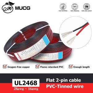 Bollen 2 pins kabel rood zwart elektrische vlakke draad 5V 12V LED Automotive 18AWG auto elektrische draden 16AWG 16 18 20 24 26 28 AWG