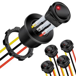 Bollen 5 stcs 12V ronde rocker schakelaar in uitschakelrocker switch 20a 3 pin met LED voor auto -truck SPST