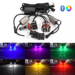 Bulbes App Contrôle Bluetooth RGB H11 LED CAR LED PIRTHIGHT H4 H7 HB3 HB4 TURBO LED LIGNES CHILBRE H1 H3 H8 H9 9005 H11 LED