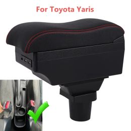 Caja de reposabrazos para Toyota Yaris 3 / Hybrid / Yaris Vitz CAR Box Modificación interna Cargo USB Accesorios para automóvil LED