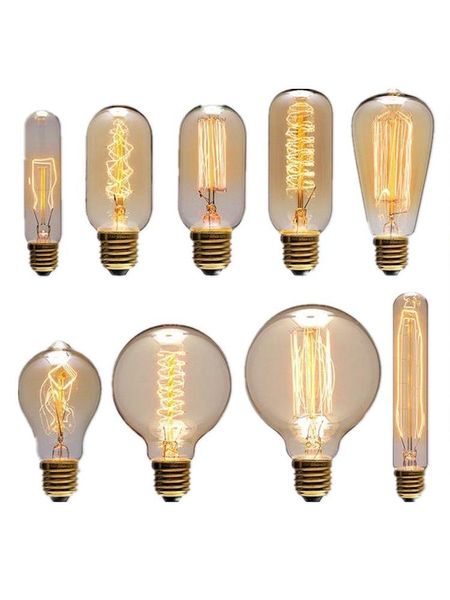 Ampoules Edison Ampoule E27 40W 60W 220V C35 ST64 T45 BT53 A60 G80 G95 G125 Filament Ampoule À Incandescence Vintage Lampe Pour DecorLED LED