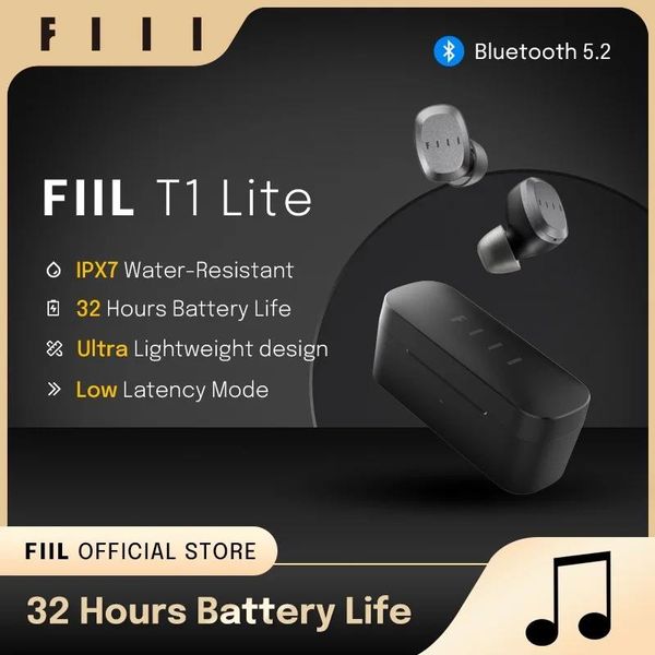 Bulbes Fiil T1 Lite True Wireless Bluetooth 5.2 CASHORES TWS ENC SPORTS EARPHONES IPX7 ELÉSEUR CASSET FIESSE FIESS