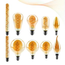 Lampen LED Filament Bulb C35 T45 ST64 G80 G95 G125 Spiraal Licht 4W 2200K Retro Vintage Lampen Decoratieve Verlichting Dimbare Edison Lamp