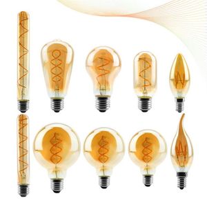 Lampen LED-gloeilamp C35 T45 ST64 G80 G95 G125 Spiraallicht 4W 2200K Retro Vintage Lampen Decoratieve verlichting Dimbaar Edison La247C