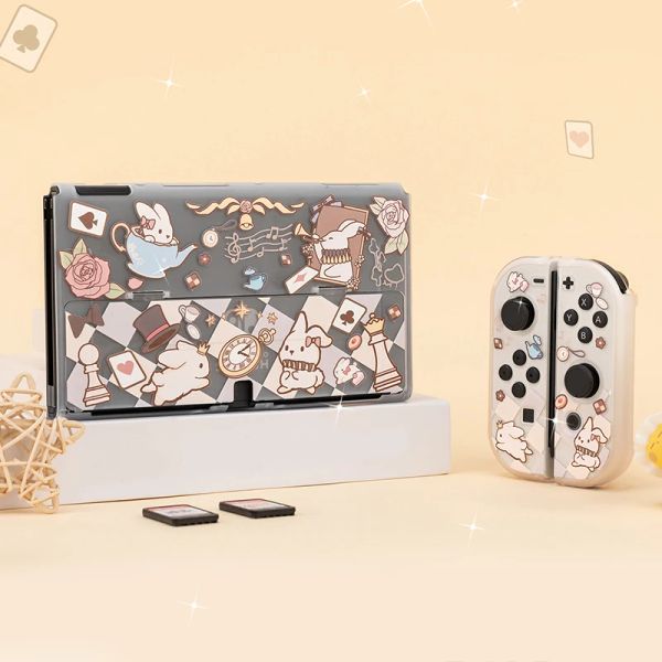 Bulbes Rabbit Nintendo Switch Oled Protective Case Kawaii Hard PC Matte Cover Joycon Controller Game Housing Interrupteur OLED ACCESSOIRES