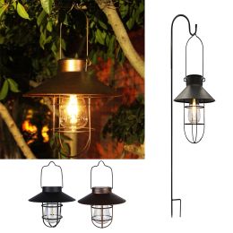 Bulbes lampe à lanterne solaire extérieur pour décoration de jardin lampe solaire vintage étanche avec un ornement de bulbe en tungstène pour yard de patio