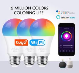 Bombillas Tuya E27 Bombilla de luces LED RGB CW WW Wifi Lámpara Alexa Smart Compatible con el asistente de Google para la decoración del hogar LED6094966